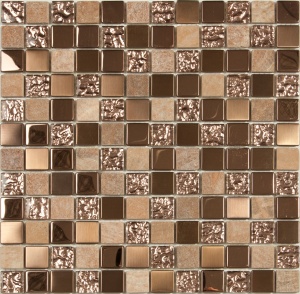 Мозаика S-816 стекло камень металл (23х23х8) 298х298